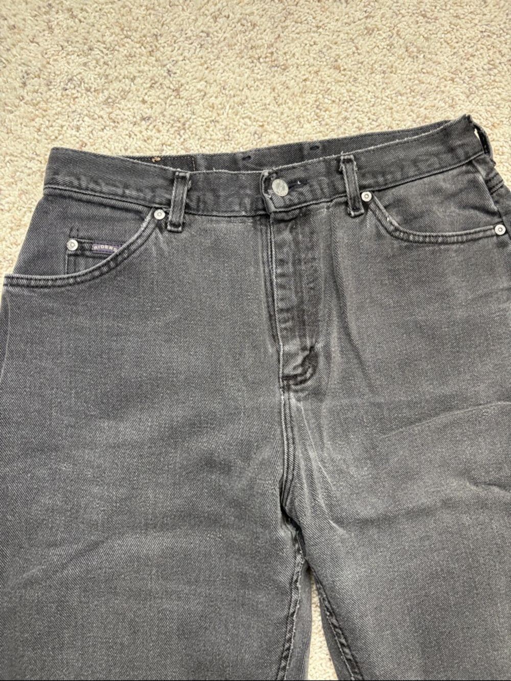 Riders by Lee Denim Jeans 12 Petite Black Grey Acid Wash High Rise Tapered USA - Picture 5 of 7